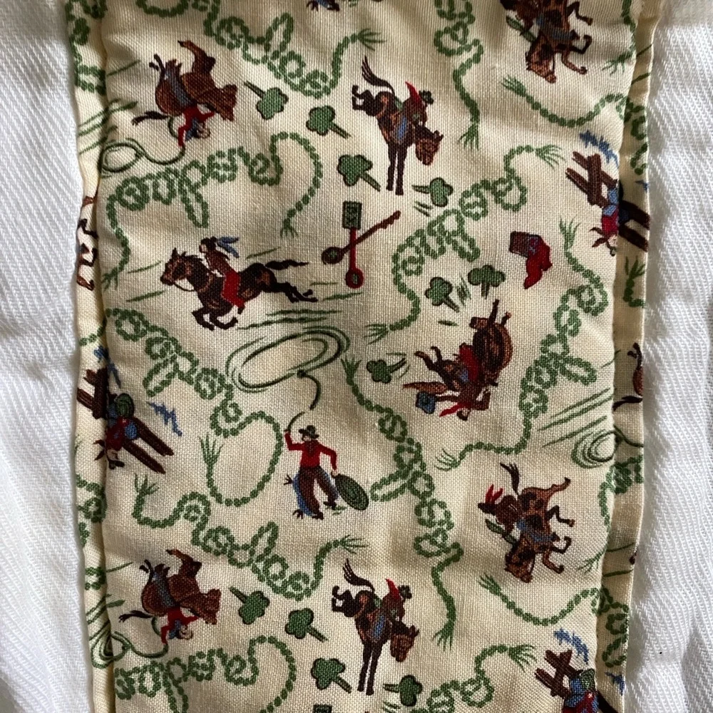 2 Cloth Diaper Burp Cloths with Cowboy Theme Print panels early 1990s